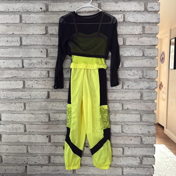 Revolution dancewear, hip-hop, dance outfit, neon yellow/green kids medium – C - Picture 2 of 10
